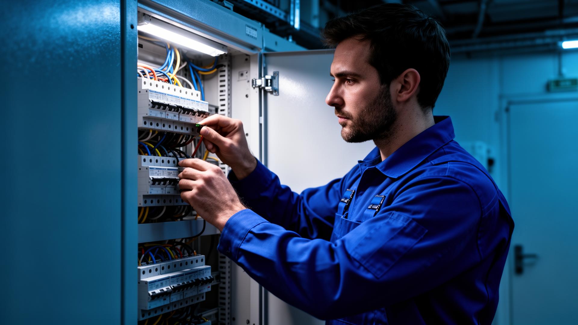 Electrician working on a distribution board